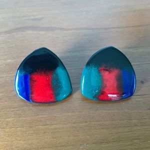 Vintage Earrings - black, red, blue, green